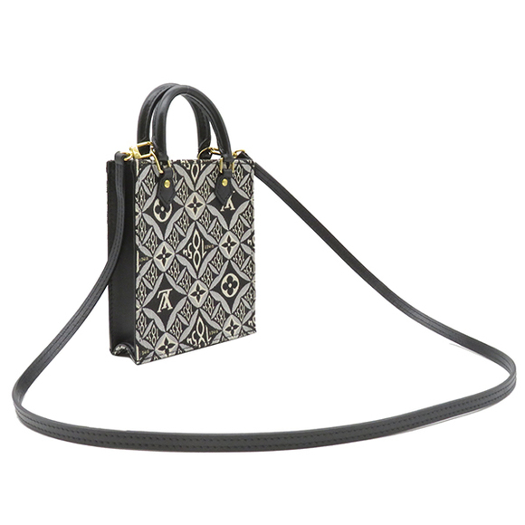 Louis Vuitton Petite Sac Plat Monogram Jacquard Shoulder Bag Black - Picture 3 of 8